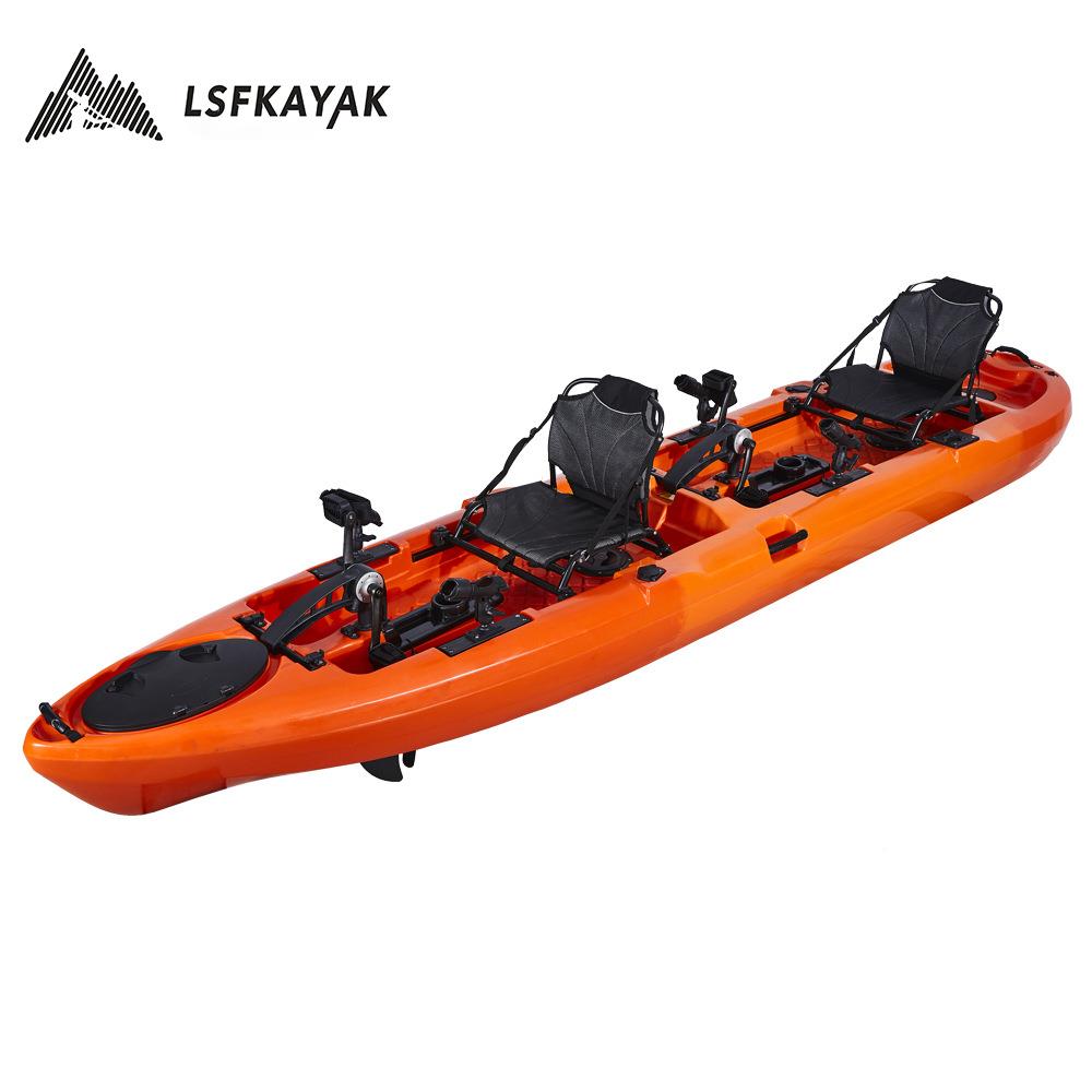 双人脚踏船滚塑皮艇塑料硬艇脚踩人动划力双人船双艇硬艇平LSF-17