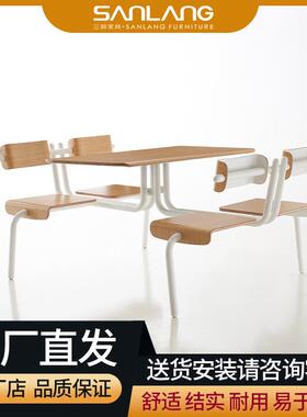 朗余隙简椅约连体餐桌椅套学校饭堂员工企VWI业食堂桌组成三合四
