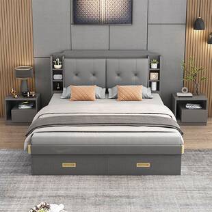 气YWN箱储物床1.8米1.2豪华主卧大床小户型简约高板式动收米纳储