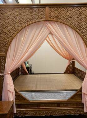 拔KDH床幔床创意整体景清新古代明清单双月柔步肤纱装饰防蚊床幔