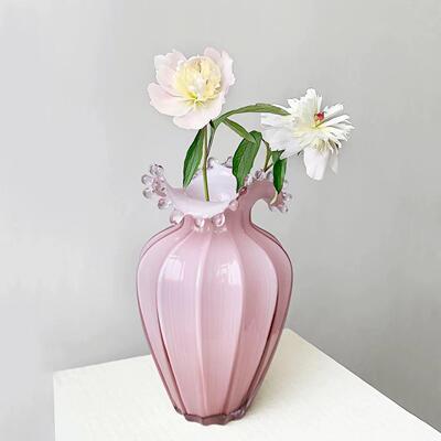 水滴浪花瓶口葡粉器立体条纹波浪玫瑰百工合IUA手玻璃花萄瓶插花