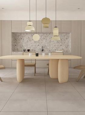 法式奶油风实木家客厅餐桌日式简方长形书桌长条桌约用DZA子洽谈