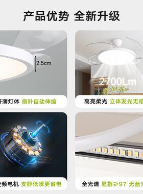 全光谱风扇2灯025新MD-MR201款护眼餐厅灯灯隐形电扇灯智能一体扇