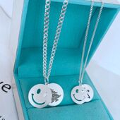 999纯银项链马鞭链笑脸刻图刻字定制银牌宝宝儿童项链锁骨链日韩