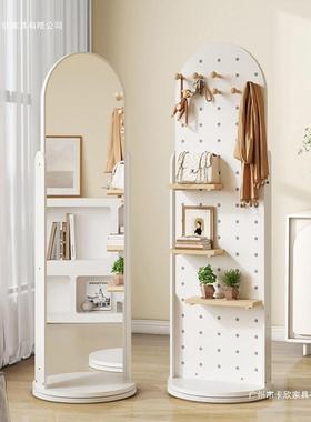 全身镜洞洞板穿可旋转衣镜家ODP用衣镜帽架子置物落地镜女生试架