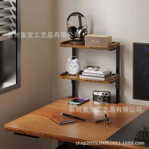 办公8680钉家用新桌面置品物架复古收纳双层架多用途免免打孔