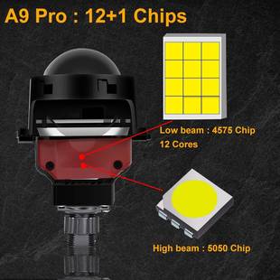 车灯改装 A9Pro双透镜3光寸8大0EW大功率汽车LD灯LED车A9Pro灯H4H1