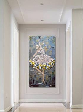 现代纯手绘厚肌理芭蕾玄女孩18068绘关装饰油画酒店家居装饰画纯