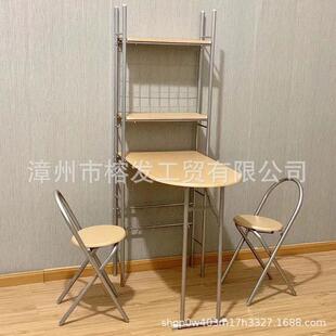厨房客厅隔墙断餐桌靠桌折合餐桌椅一桌二椅折叠户型小餐组桌椅合