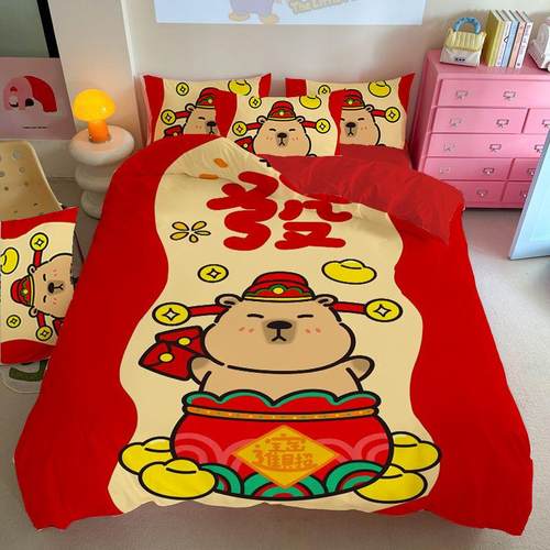皮巴拉四件套cpy卡舒bara床品DA双人可爱简约风床单被套柔软a适