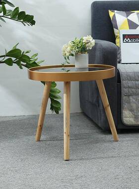 轻奢飘CGV窗茶茶几网红桌民宿卧室小圆个性迷你沙边几小发户型圆