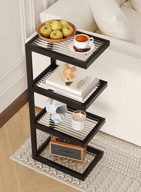 奶油床风客20513厅沙发边几璃角几家用落置地置物架极窄床玻头柜