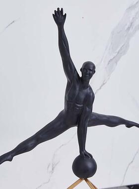 代样板房房人物现金属品创意摆件中式书抽象装饰大理876o21石金属