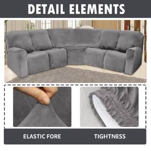 人L形贵妃发躺银狐绒5色椅沙发套天鹅绒纯5全包沙套头等舱套罩全