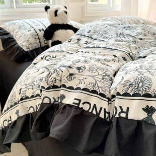 新款法赫风水洗本云朵棉四套件家用式花边三件套床品套TPZ件柔软