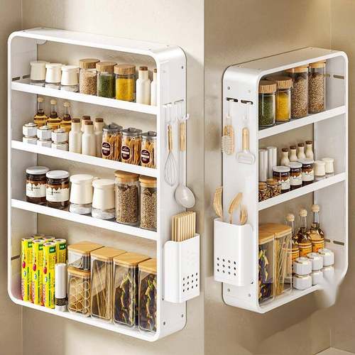 壁厨房置物nStGdxQ6架调味架置免打孔太空酱铝挂多层调料瓶油盐醋