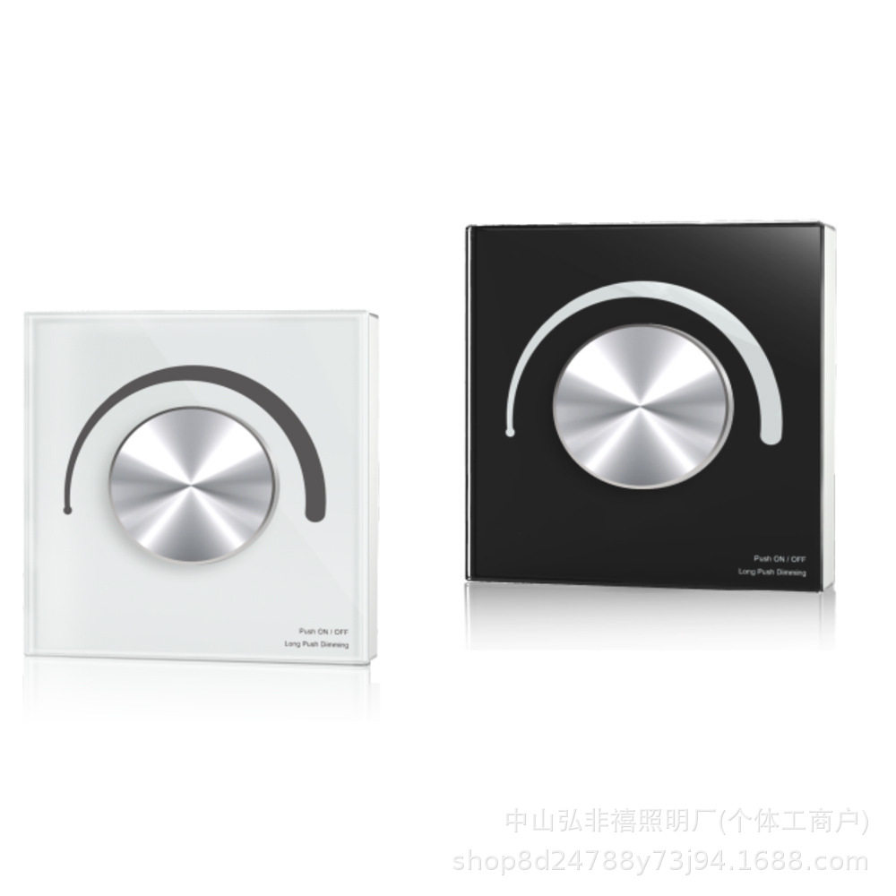 86型 0/1-10V PWM 10V过认证钢化玻璃面板旋钮式 黑色白色 调光器
