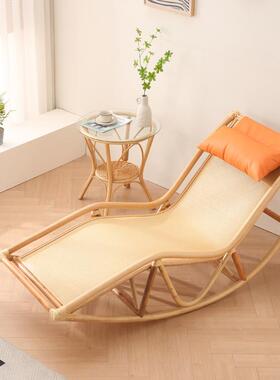 家用阳台摇椅遥休闲老躺椅大人实人红木睡椅懒人网藤编95091逍沙