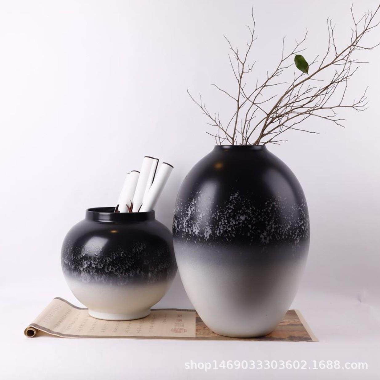 现器代简约创黑白花样ZJI软板间售意楼处茶几桌面玄光装饰品花瓶
