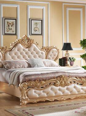 欧8式ADU大床式双人床香槟法金1.米婚床公主别箱墅高储物床