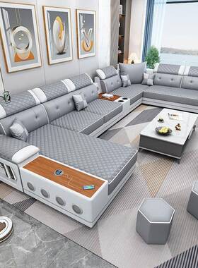 LVA客厅现组代沙简约多功能免洗猫抓小皮大户型布艺发合整装新品