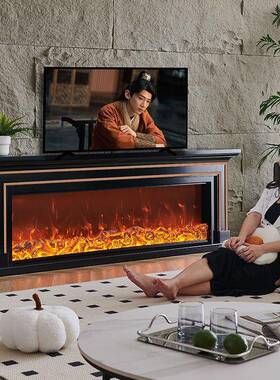 .8/2/2.4米法式炉电视柜壁家用别墅1客厅暖卧室黑色ZQL仿真火取壁