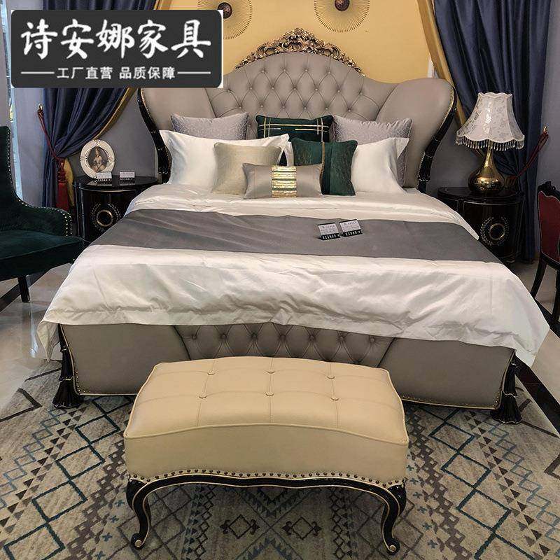 欧式皮XHJ艺床奢华别主卧皮艺公床1.8主米床双人简欧婚床家墅具