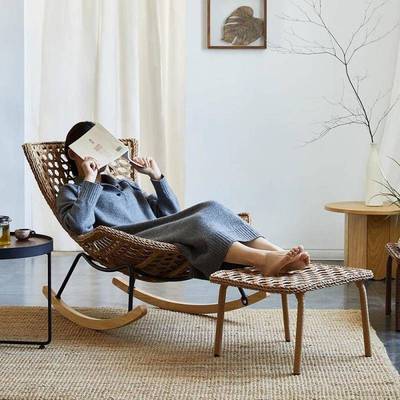 网红摇摇椅藤编人藤椅大人可成家用厅可躺睡躺阳台客龙虾懒VCO人