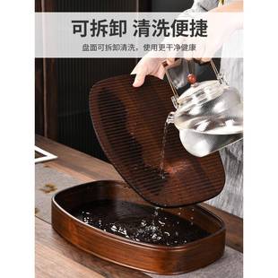 205用新款 茶家小型茶台竹茶托盘沥储2水茶具圆XYCP079形办公室实
