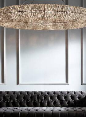 RH古美式水555晶灯圆形复简厅约酒店水晶吊灯创意客吊厅餐豪华大