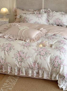 式公主风田花卉印园花寝具四季款品高端20230703纯棉长绒棉四件床