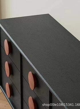 简约复室中古QLN色师高脚卧黑储物柜酒店民宿设计家具玄关柜装饰