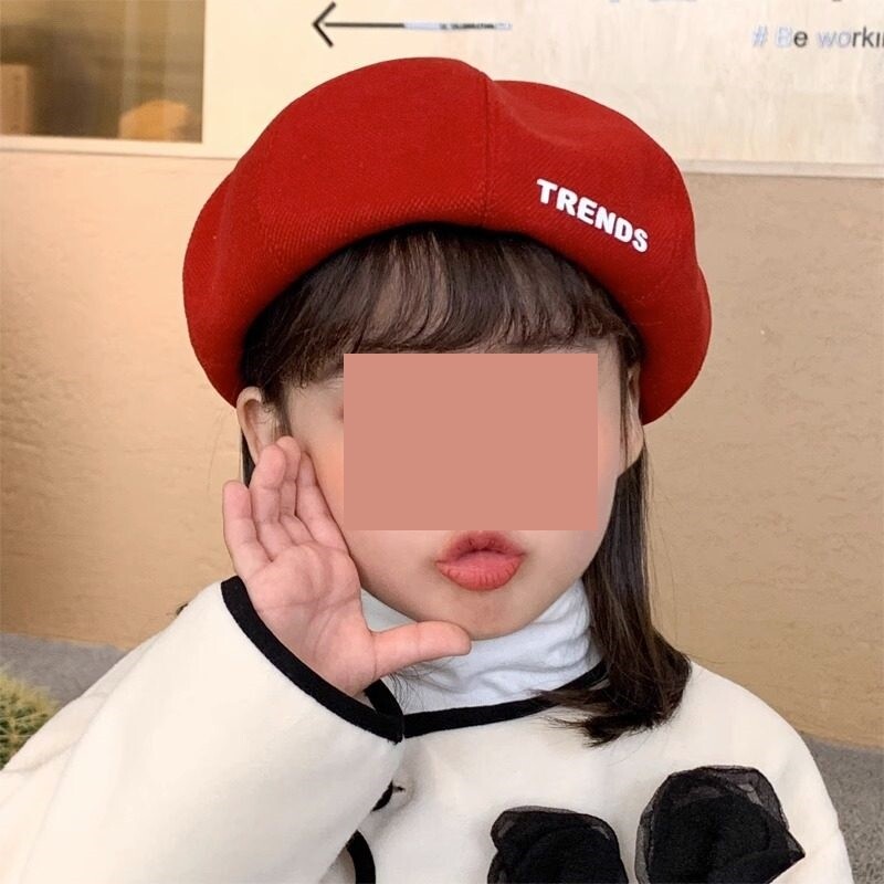 儿童帽子秋冬新款洋气时尚女孩毛呢贝雷帽女童日常百搭纯色画家帽