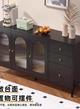 餐边柜轻奢LTH黑色体柜斗实木质靠墙一茶水柜现代简约客厅收储纳