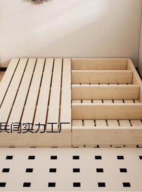 日人XWC排式榻榻室米床架板床落地式出租房折叠现代双骨架卧木