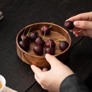 中式作壶北美胡桃木高VOR脚干果点手心盘壶承托黑茶道配件小茶盘