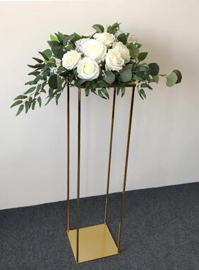 金婚庆婚礼IAK道具方框铁艺电镀金色架子长方体架T花台布置几何路