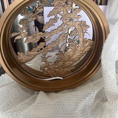 BDR院隔断假装饰中山式不锈钢玄关庭户外圆墙屏风影壁浮雕轻奢形