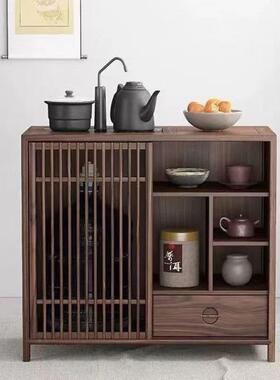 柜简新中老榆木茶水实木约家用客厅烧水台办公室一体CEQ茶桌式茶