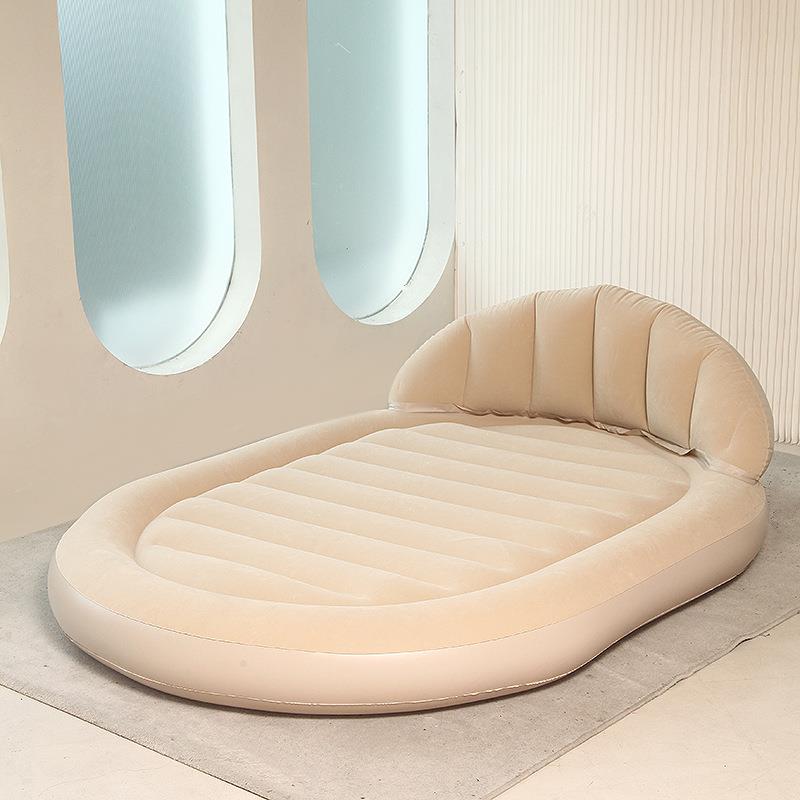 室内户外露营加充椭圆充气厚绒植气便垫充气床双人野营床垫带靠背