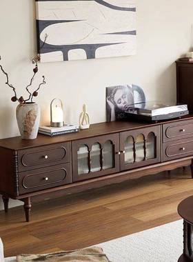 实木复古法式美式地客储物落柜电LSV视茶柜几组厅合收纳新款网红