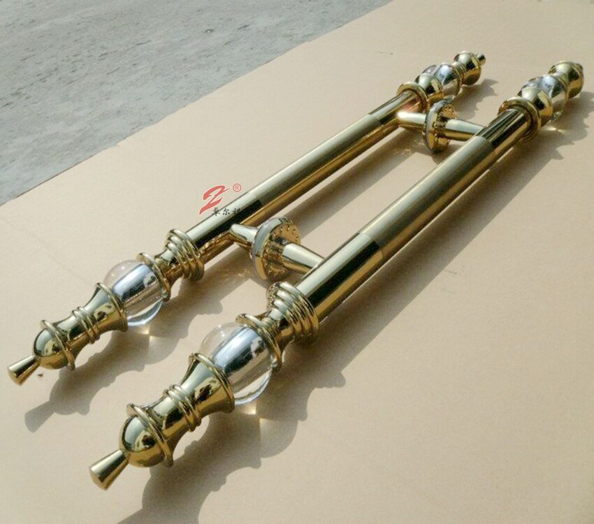 不锈钢水晶球拉手玻璃门定制