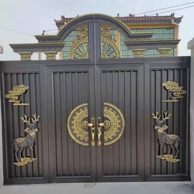 农村建双房铝艺大门花园别自庭院大门电墅动78979防盗庭院入户开