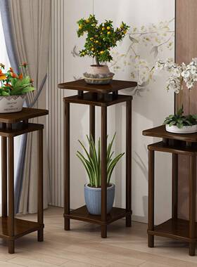 VZE实一木花架体摆件置物架新中式内落地花台室花盆花架客厅吊兰