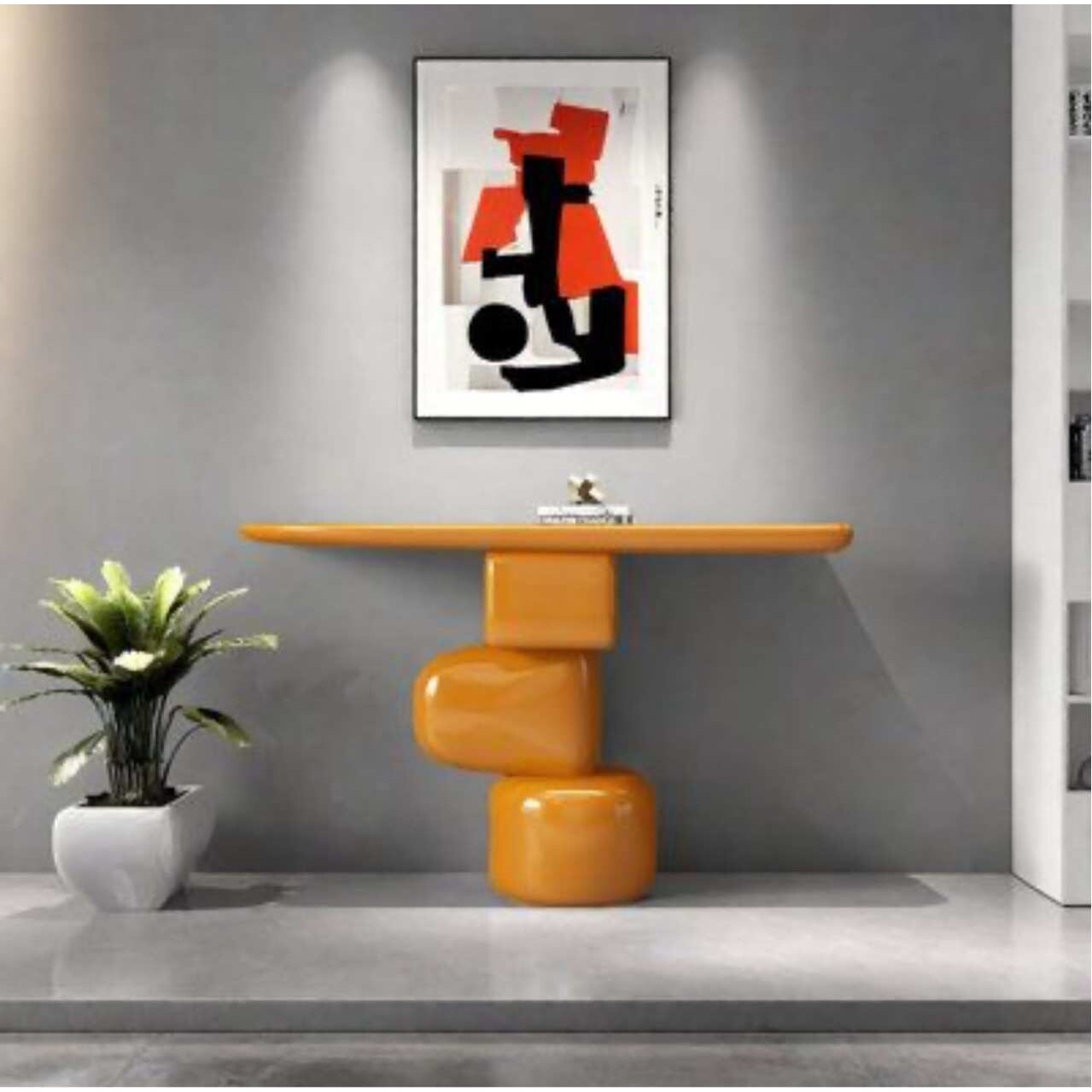 宜道侘寂风烤漆玄关柜实木玄关台现代简约客厅装饰柜艺术展台案台