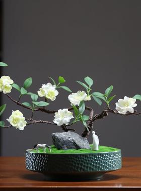 轻奢仿真花艺盆景摆件家居客厅玄关餐桌创意装饰梅花假花干枝摆设