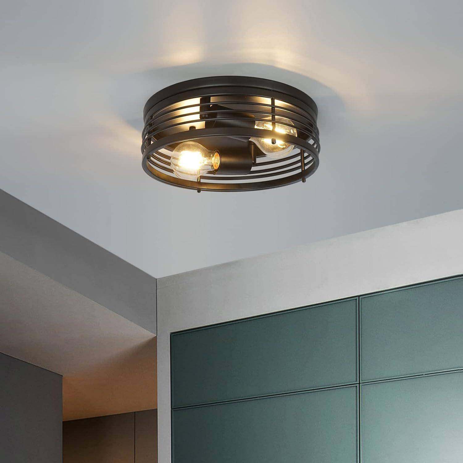 黑色铁艺吸顶灯卧室厨房门厅阳台过道灯现代简约圆形灯具