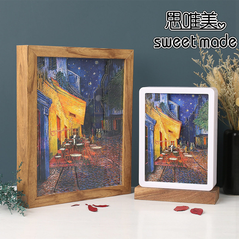 梵高咖啡馆3D光影纸雕夜灯定制