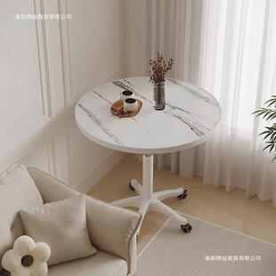 可升降新款带轮一体升降洽谈桌圆桌茶几阳台休闲桌阳台家用小圆桌