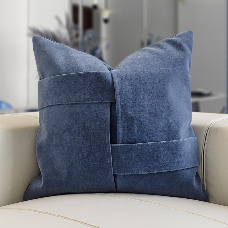 设计师创意深蓝色背带款抱枕沙发大靠垫现代简约样板间高档靠枕套